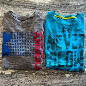 Kids Under Armour Blue and Gray Graphic Tees